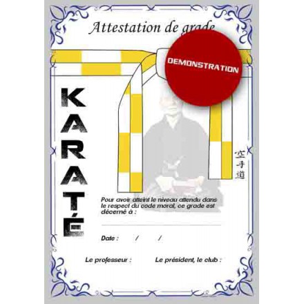 Attestation ceinture blanche jaune