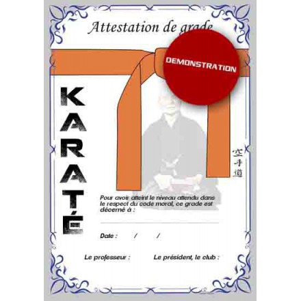 Attestation ceinture orange