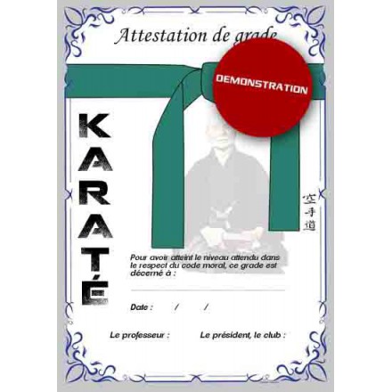 Attestation ceinture verte