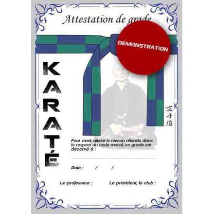 Attestation ceinture verte bleue