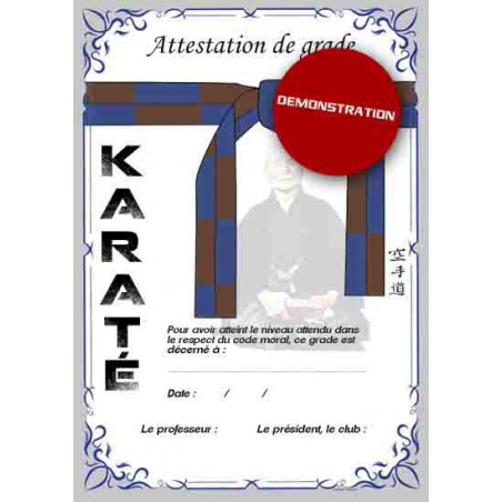 Attestation ceinture bleue marron